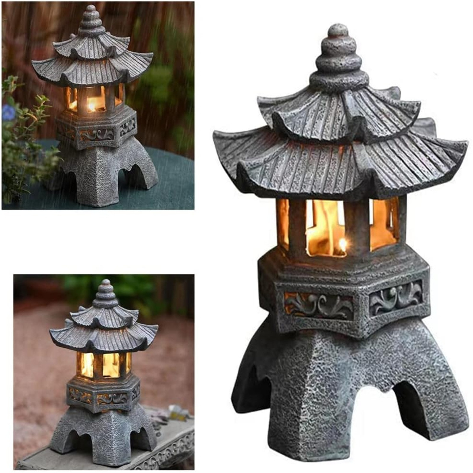 Outdoor Lighting Architectural - Pagodenstatuen für den Außenbereich, solarbetriebene Statue,