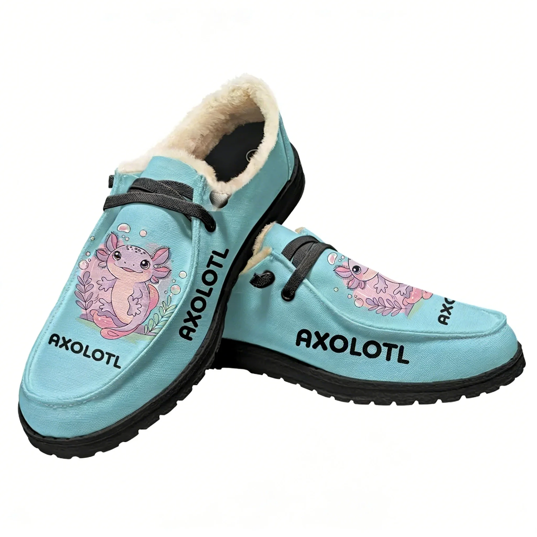 Outdoor Lighting Round - Axolotl Samt-Flachschuhe für Herren und Damen,