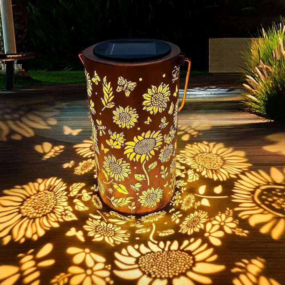 Outdoor Lighting Patio - Sonnenblumenlicht und Schattenlicht, wasserdichte Außenleuchte, solarbetrieben,