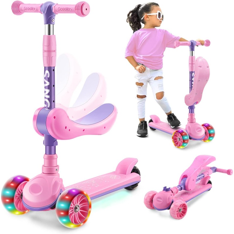 Outdoor Lighting Deck - 2-in-1-Kick-Scooter für Kinder mit LED-beleuchteten Rädern,