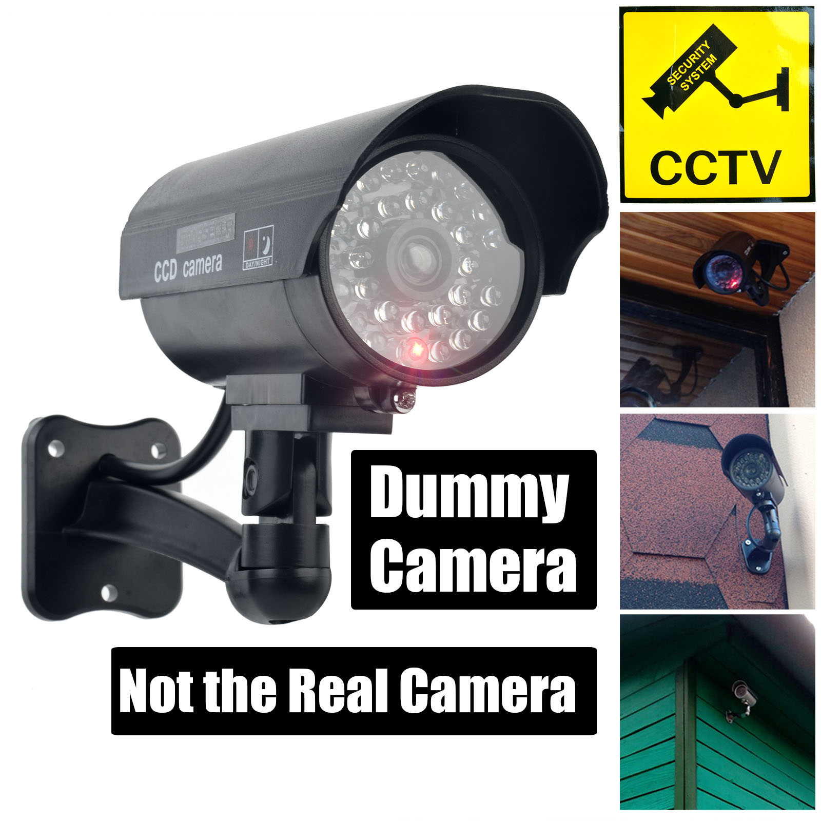 Outdoor Lighting Ideas - Smarsecur Fake-Kamera-Dummy, wasserdichte Sicherheits-CCTV-Überwachungskamera mit blinkendem
