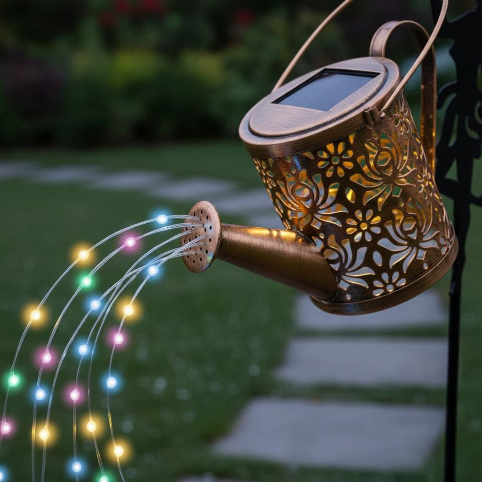 Outdoor Lighting Patio - Solarbetriebene Feengießkanne mit Licht, Dekorative Projektions-Feengießkanne,
