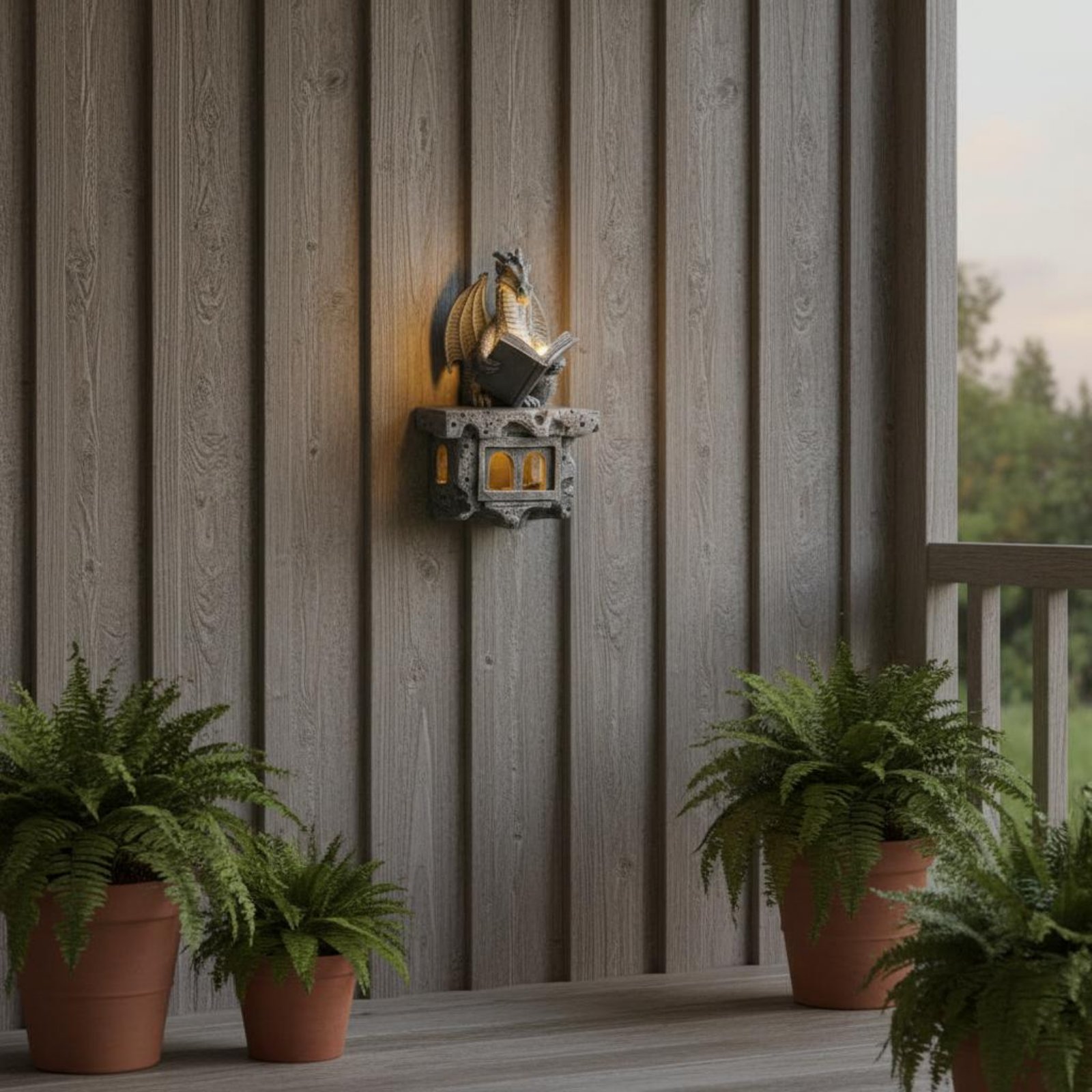 Outdoor Lighting Patio - Solar-Wyvern-Wandleuchte mit automatischer Ein-/Aus-Funktion, Solar-Wyvern-Leuchte, bezaubernde