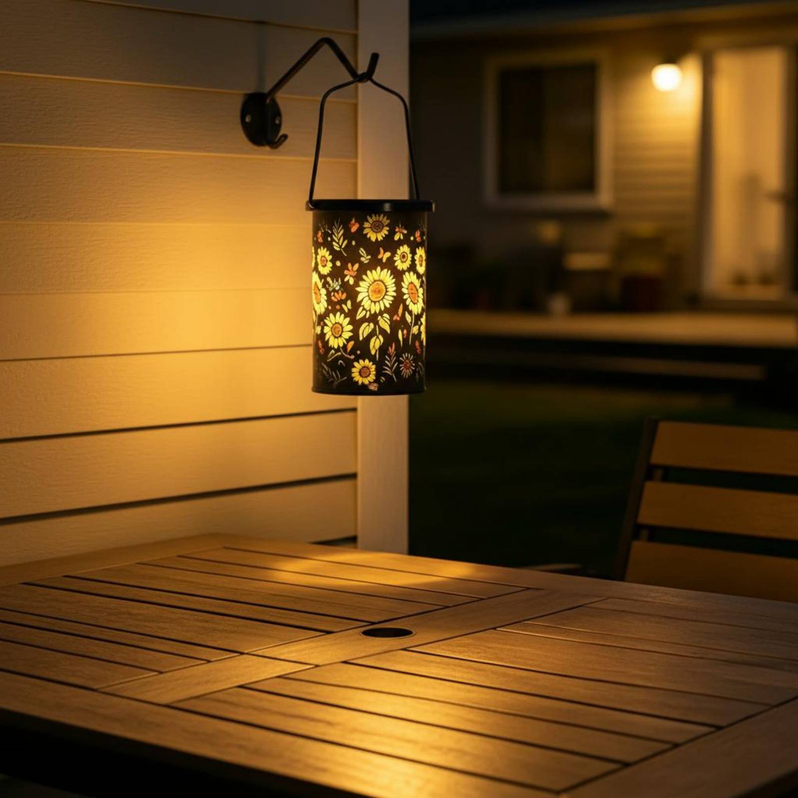 Outdoor Lighting Patio - Blumenlaterne im Vintage-Design, hängende Solarlaterne, geätzte
