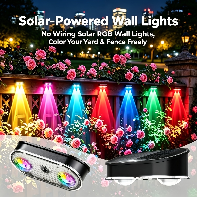 Outdoor Lighting For Fence - RGB Solar-Zaunleuchte IP44, 8 Farben, 11