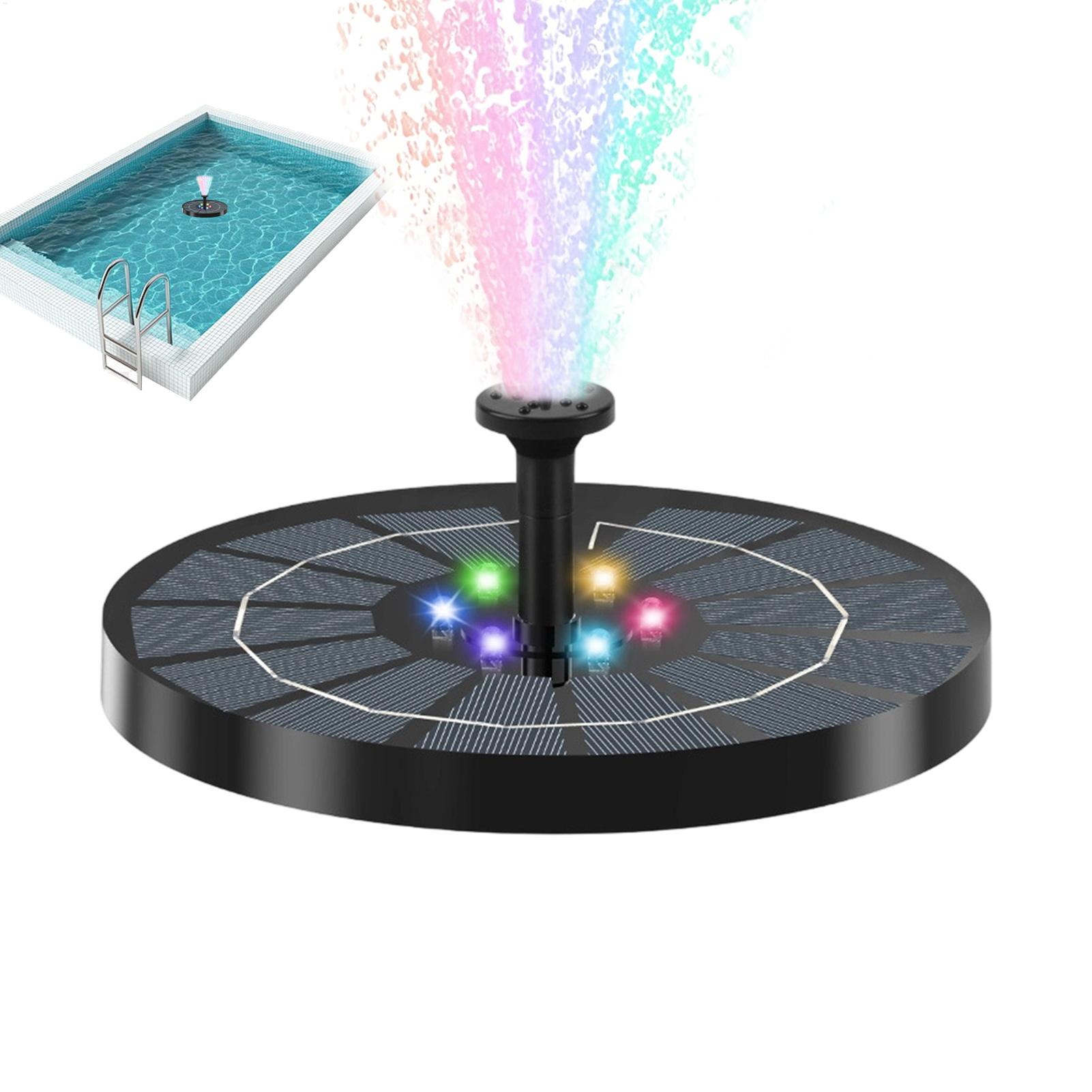 Outdoor Lighting Deck - Vogelbad-Brunnen mit Beleuchtung, schwimmende solarbetriebene Wasserpumpe
