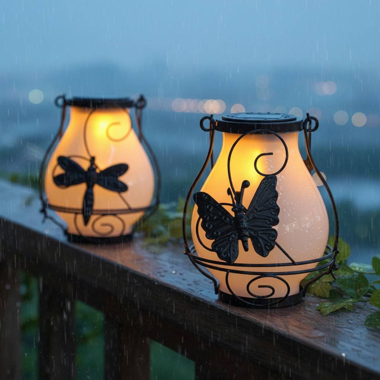 Outdoor Lighting Patio - Solar-Schmetterlingslaterne, wasserdichte Schmetterlings-Solarlaterne, dekorative Hofbeleuchtung, einfach