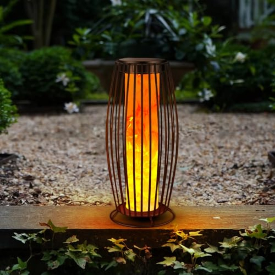 Outdoor Lighting Lamps - Solar-Bodenlampe für den Außenbereich, flackernde Flamme,