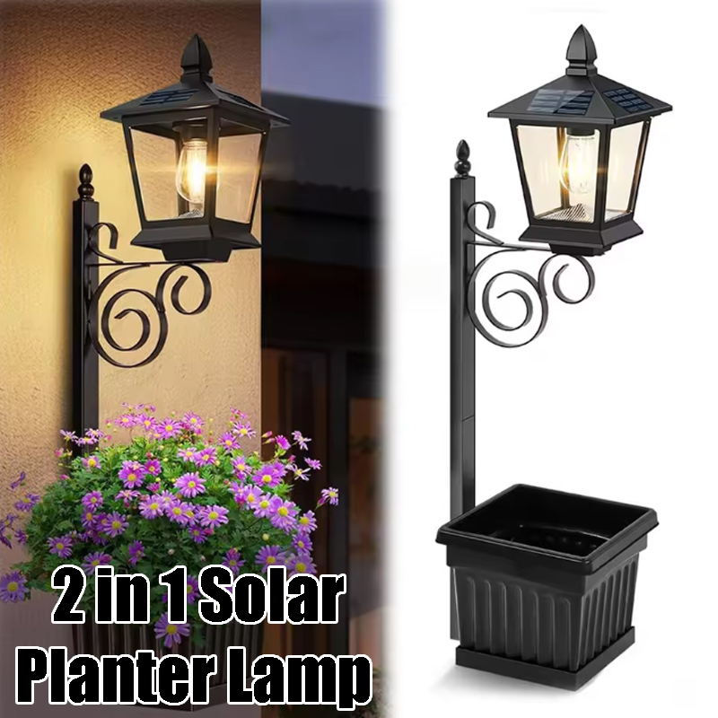 Outdoor Lighting Lamps - Solarbetriebene 2-in-1 Blumentopf-Leuchte Warmweiße Wasserdichte Lampe