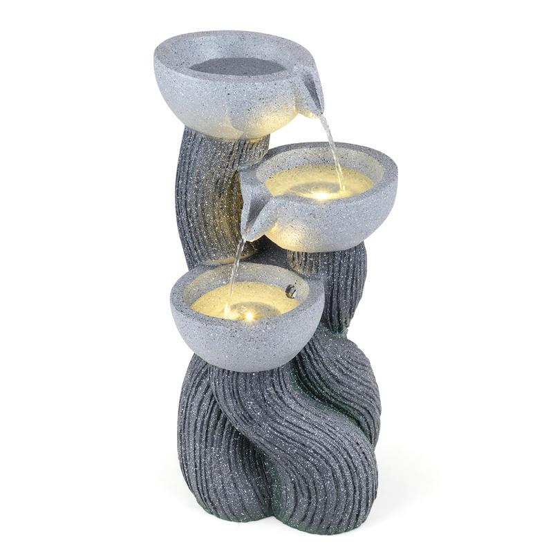 Outdoor Lighting Deck - 3-stufiger Outdoor-Wasserbrunnen mit LED-Beleuchtung, 18,5 Zoll