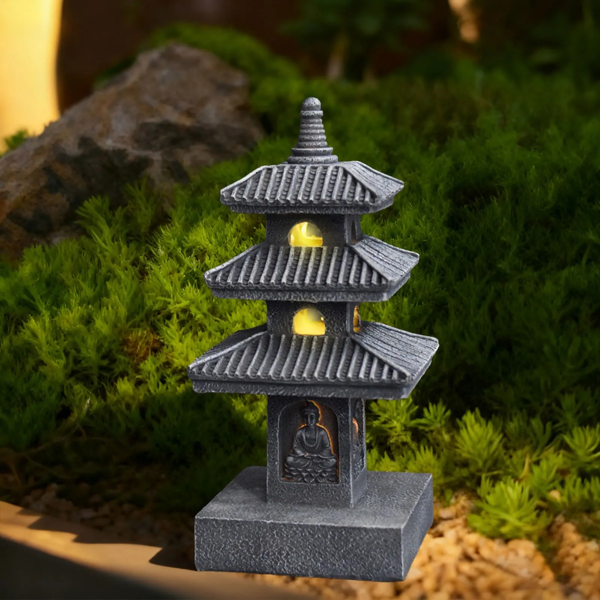 Outdoor Lighting Architectural - Solar-Gartenleuchten, wasserdichte Gartenlaterne, japanische Pagoden-Dekoration, Terrassen-