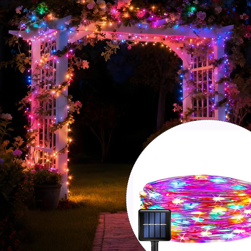 Outdoor Lighting For Fence - Solar-Garten-LED-Lichterkette für Außenbereich, 8 Modi, Flexible