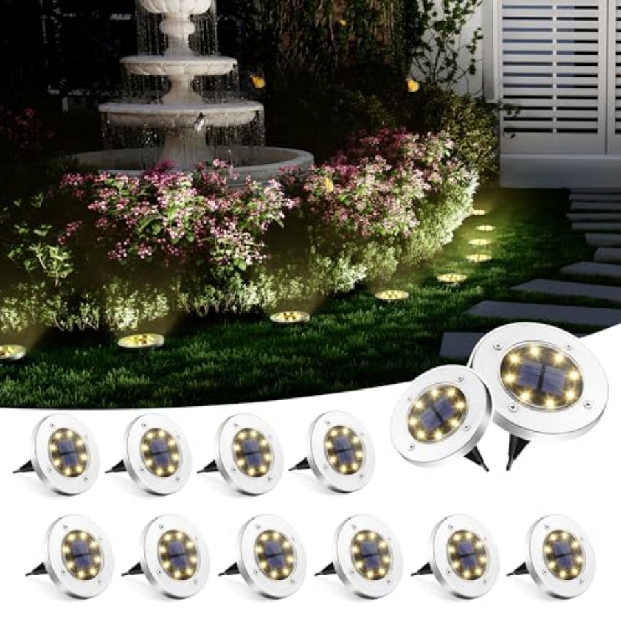 Outdoor Lighting Patio - Solar-Bodenleuchten, Solar-Außenleuchten, Wasserdicht, 8 LED, Solarbetriebene