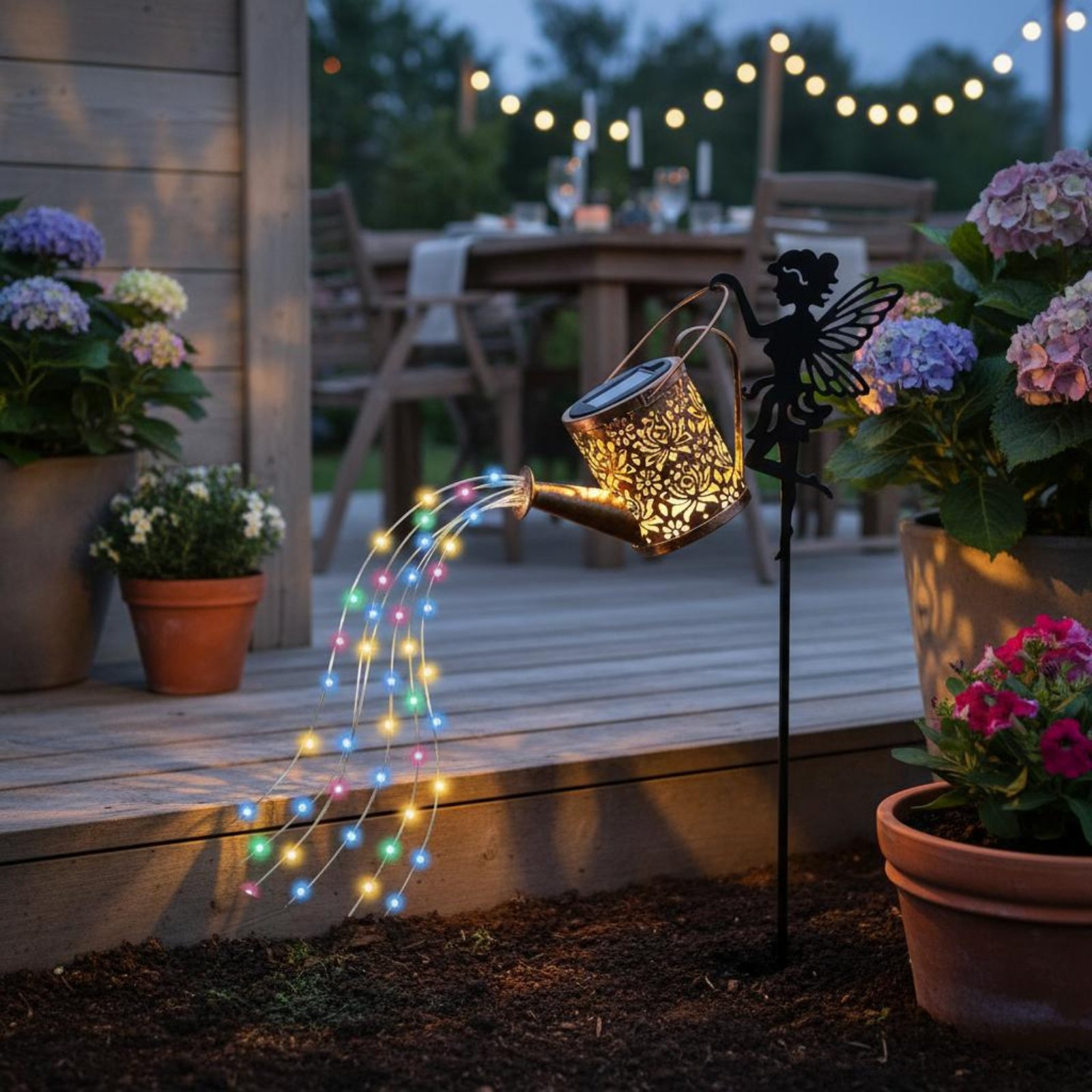 Solarbetriebene Feengießkanne  – Outdoor Lighting Patio Bewertung und Preis