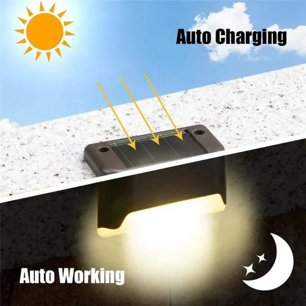 Warmweiße LED-Solar-Stufenleuc – Outdoor Lighting For Fence Bewertung und Preis